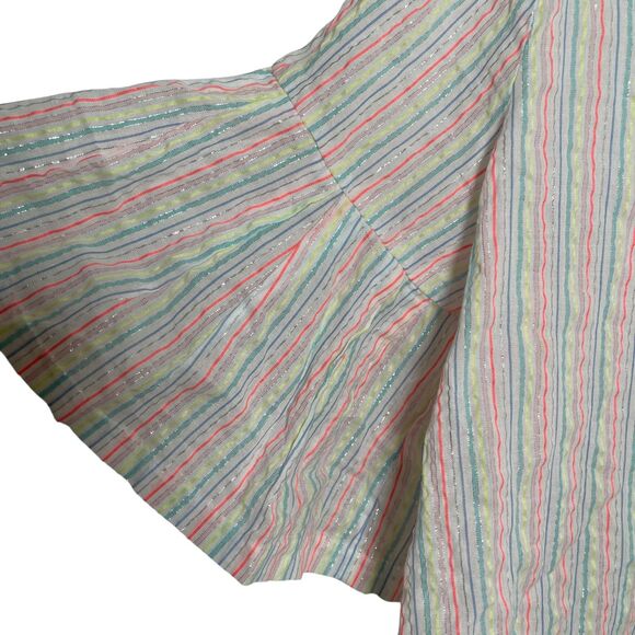 A New Day Blouse Women's XXL Metallic Striped Colorful Short Sleeve V-Neck Top - Picture 5 of 11